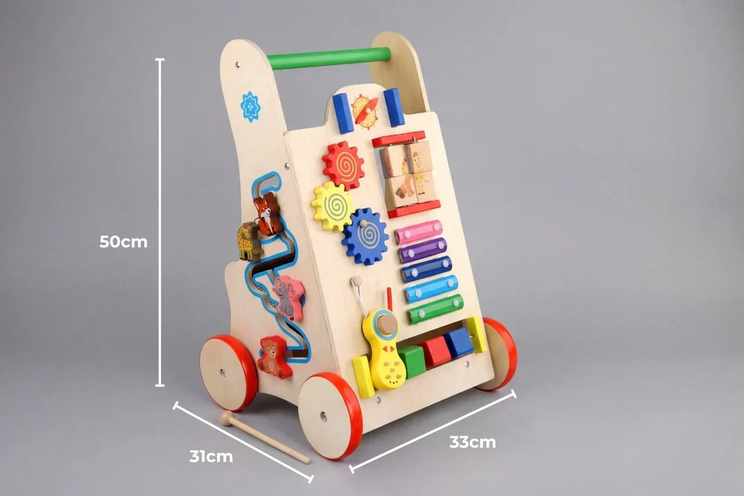 Regalo educativo: andador correpasillos de madera para bebé, juguete que impulsa el desarrollo motor y la diversión.