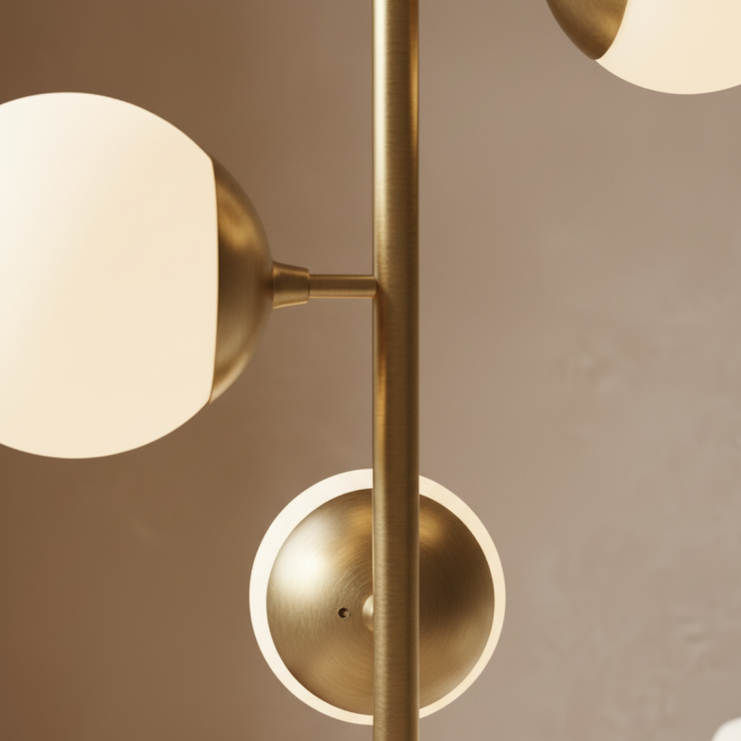 Lámpara de iluminación dorada moderna, perfecta para realzar cualquier espacio del hogar.