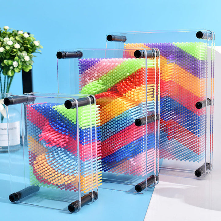Escultura Pin Art de plástico arcoíris, juguete creativo y decorativo. Perfecto para descompresión y arte 3D.