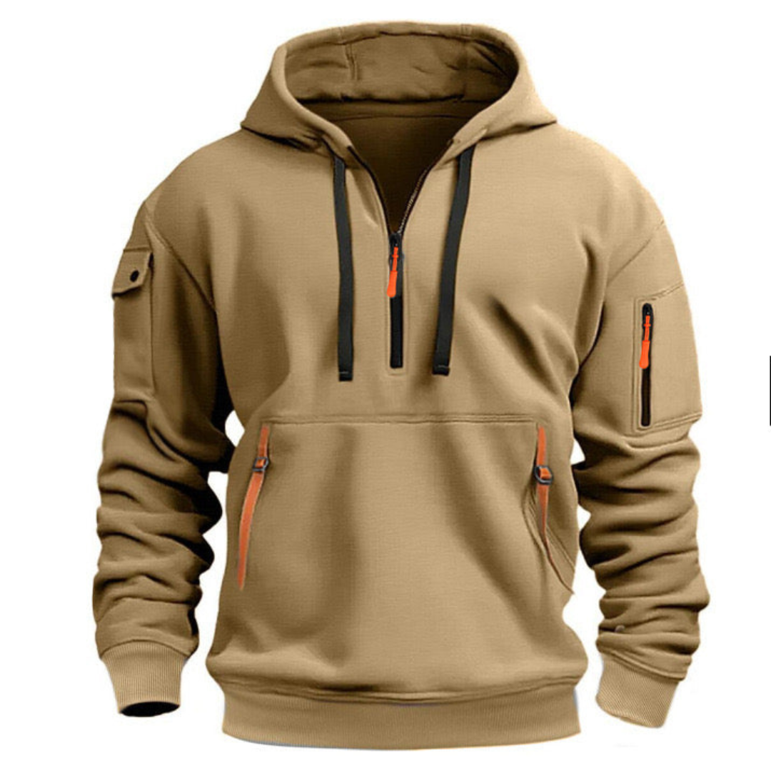 Sudadera con capucha de invierno para hombre, gris. Aporta confort y estilo casual a tu look diario.