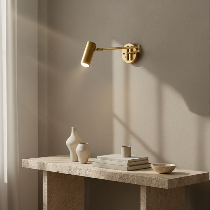 Aplique de pared LED ajustable, luz moderna y minimalista para iluminación de interiores y lectura.
