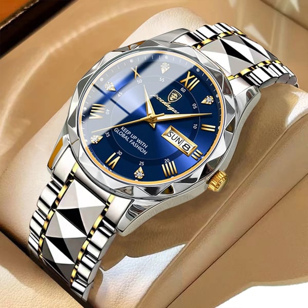 Reloj de lujo para hombre, cuarzo japonés. Elegante, con función de fecha y visibilidad nocturna.