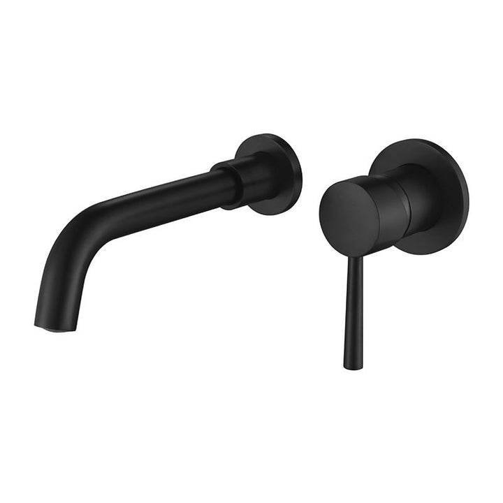 Grifo de lavabo empotrado, negro, diseño minimalista moderno para baños de lujo.