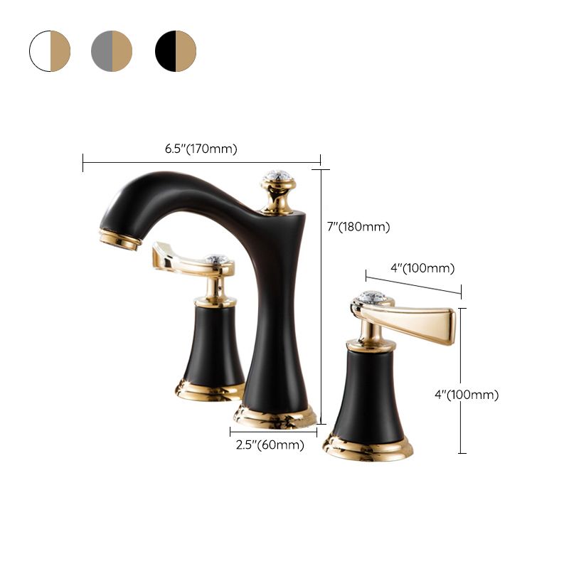 Grifo de baño de casa, resistente, doble manija, caño bajo y diseño moderno.