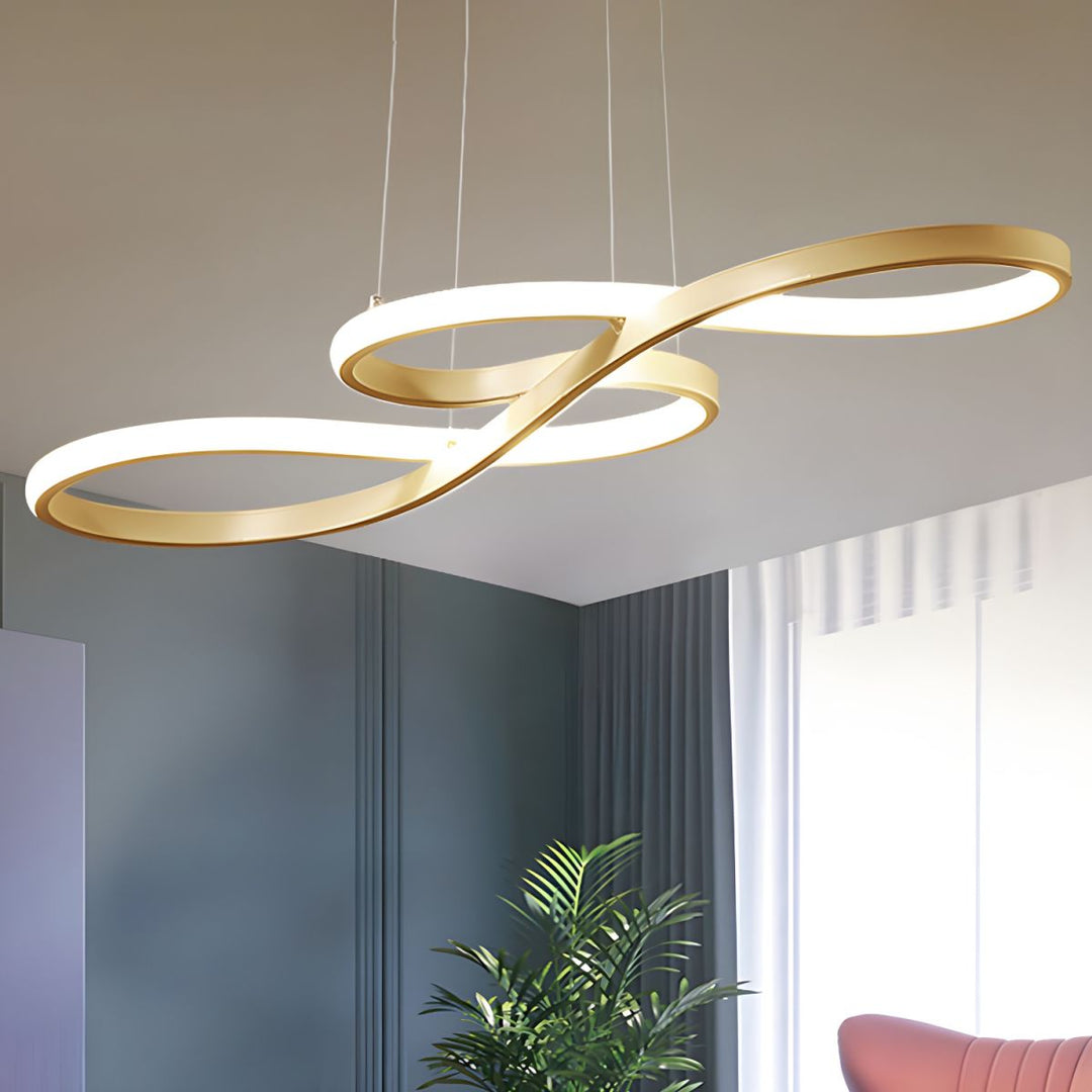 Candelabro LED moderno y funcional, luz colgante regulable para iluminación eficiente en espacios de oficina.