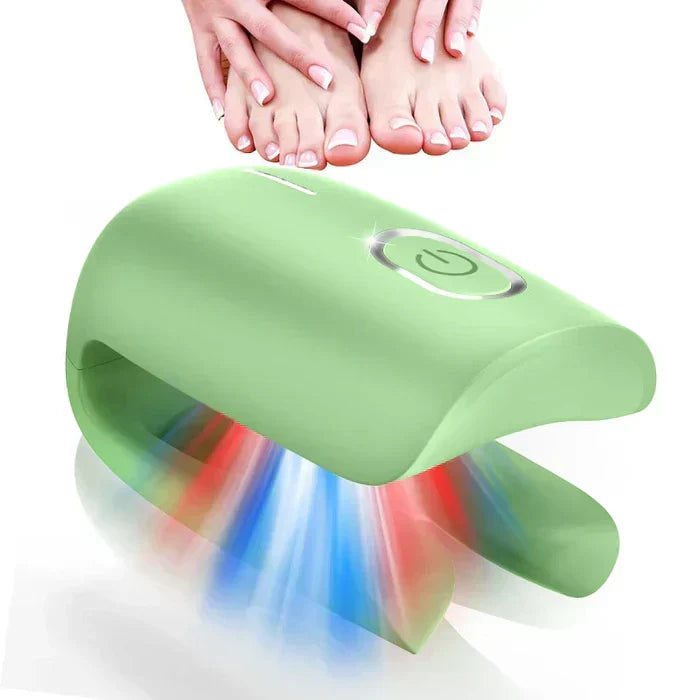 Dispositivo láser dual, luz azul y ultrapulso para mejorar la salud de uñas.