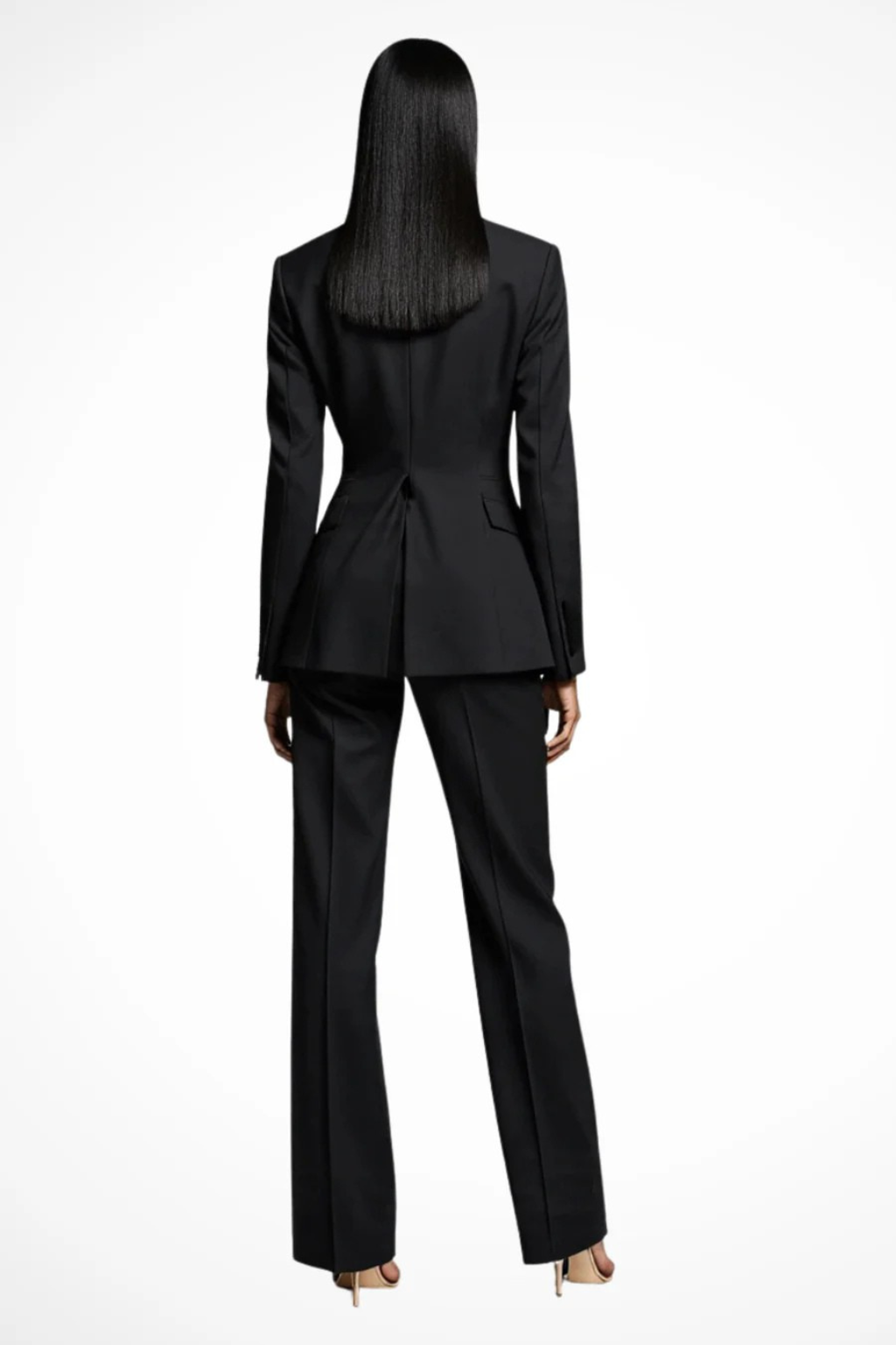 Blazer mujer y pantalón ancho azul marino, conjunto ejecutivo versátil para el día a día.