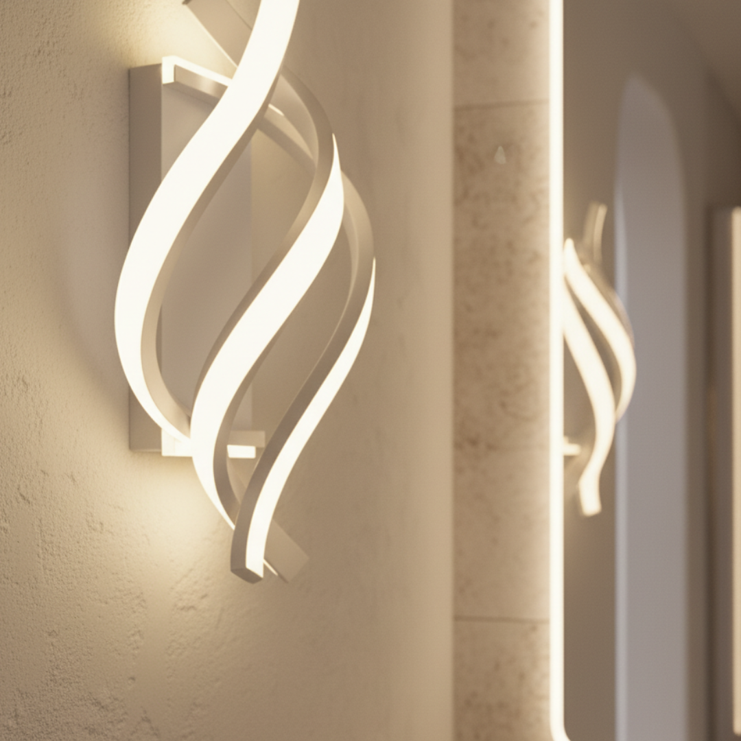 Iluminación moderna LED de pared, diseño minimalista en negro para un toque sofisticado.