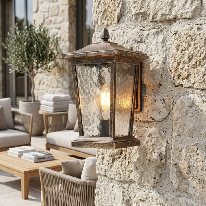 Aplique vintage LED de aluminio, impermeable IP65, para iluminación exterior.
