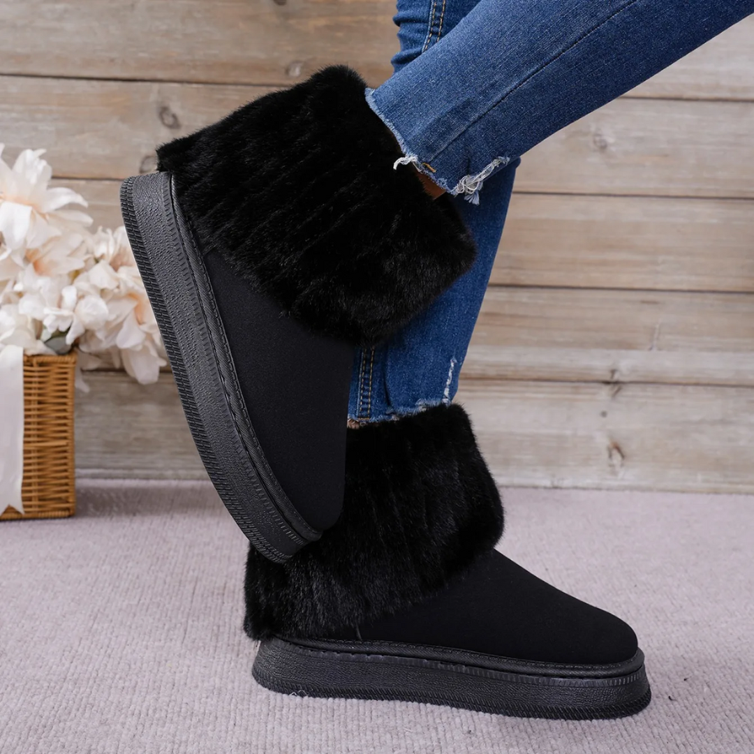 Botas de moda para mujer, estilo invierno-otoño. Calzado elegante y cálido, con cremallera para fácil ajuste.