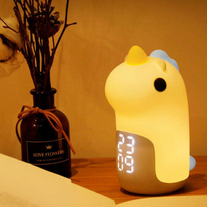 Luz nocturna de unicornio con LED para mesita de noche. Incluye reloj despertador digital.