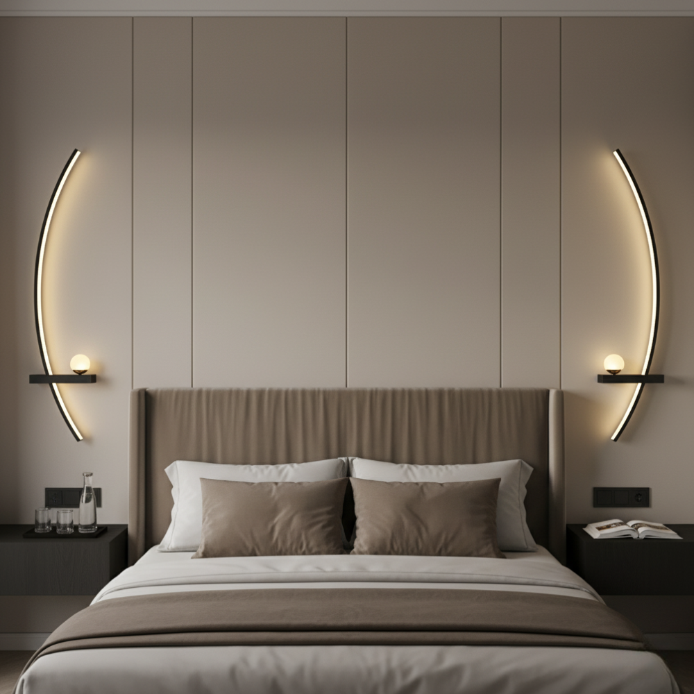 Aplique LED de pared para pasillo, luz cálida, iluminación interior moderna.