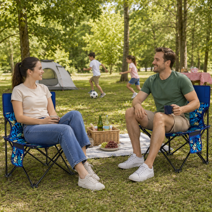 Silla portátil plegable para viaje, camping y eventos al aire libre. Fácil de transportar.