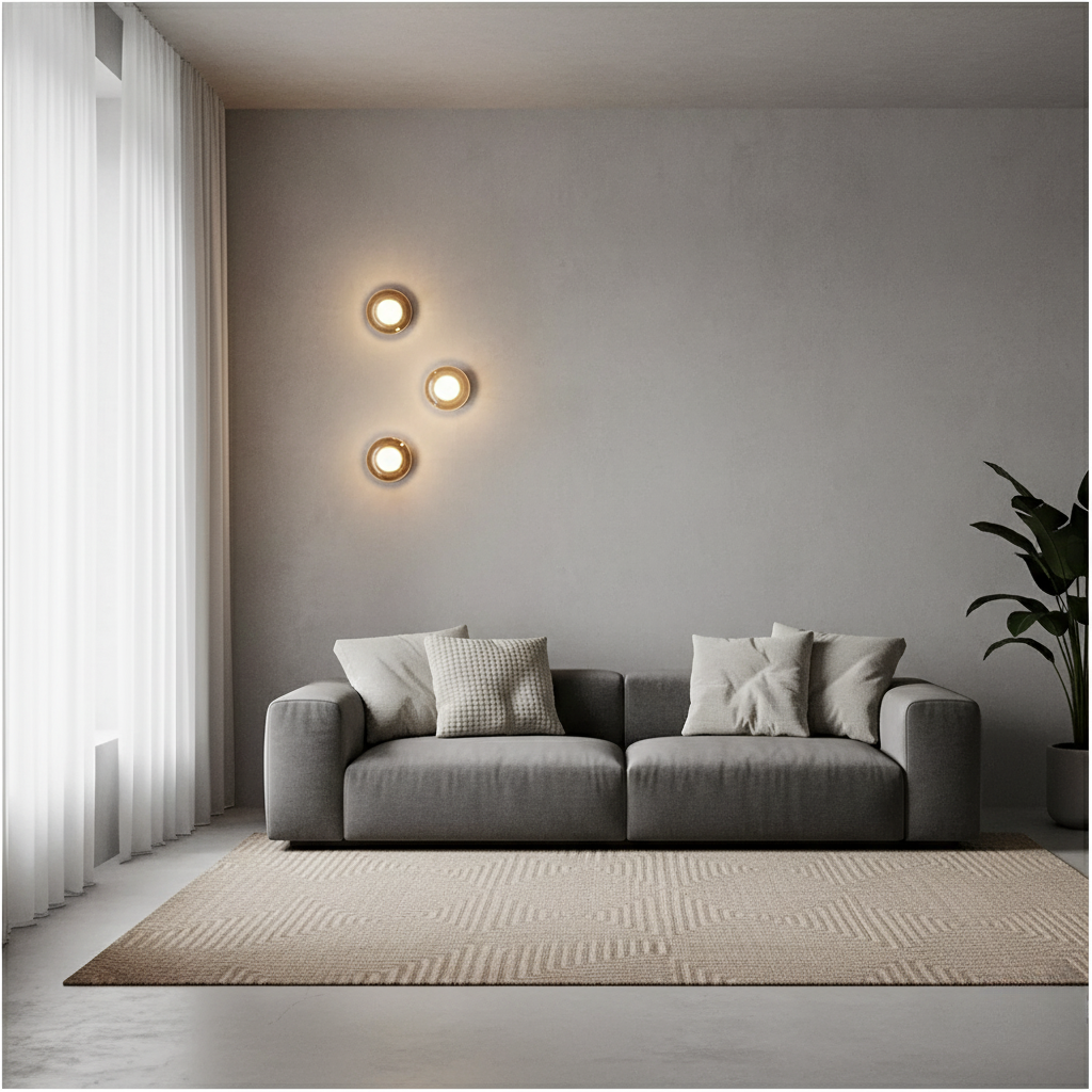 Lámpara de pared LED, diseño contemporáneo con textura suave. Ofrece un brillo ambiental cálido y eficiente.