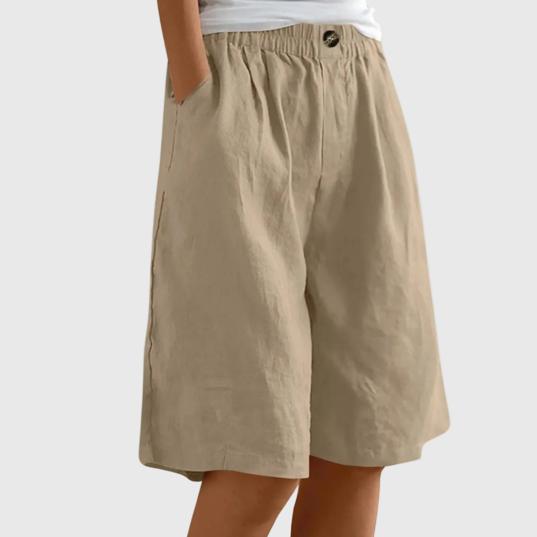 Pantalones cortos fluidos de mujer con cintura elástica. Ideales para un estilo casual y cómodo de verano.