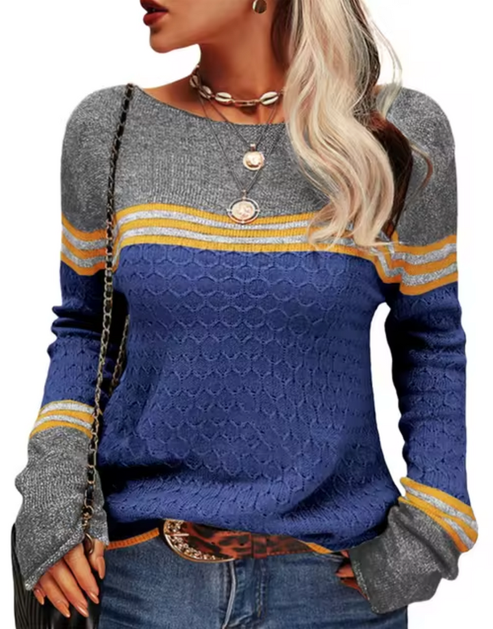Moda de punto: jersey ajustado con cuello redondo, elegante para mujer. Versatilidad para tu look.