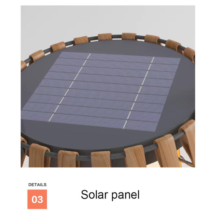 Lámpara solar de suelo de rattan versátil. Perfecta para iluminación exterior en jardín, patio y terraza.