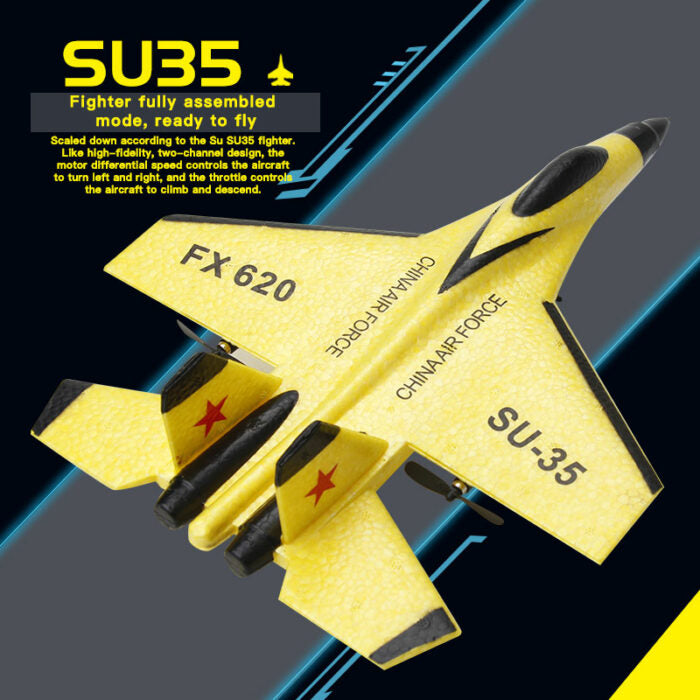 Aeronave RC SU35/SU57 planeador de control remoto con sistema 2.4G. Juguete de modelismo con luces LED.