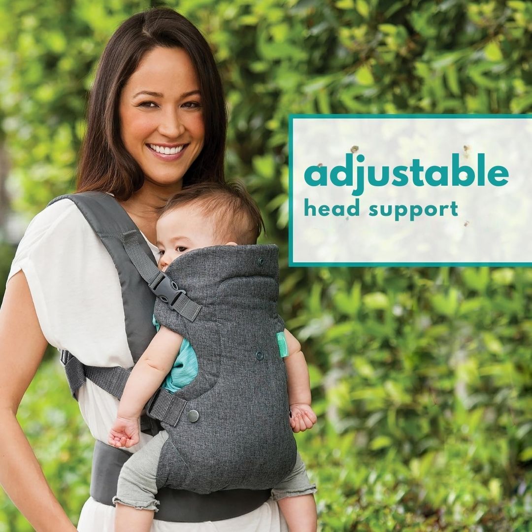 Primer plano de portabebés ergonómico 4-en-1 unisex, tejido transpirable para máximo confort del bebé.