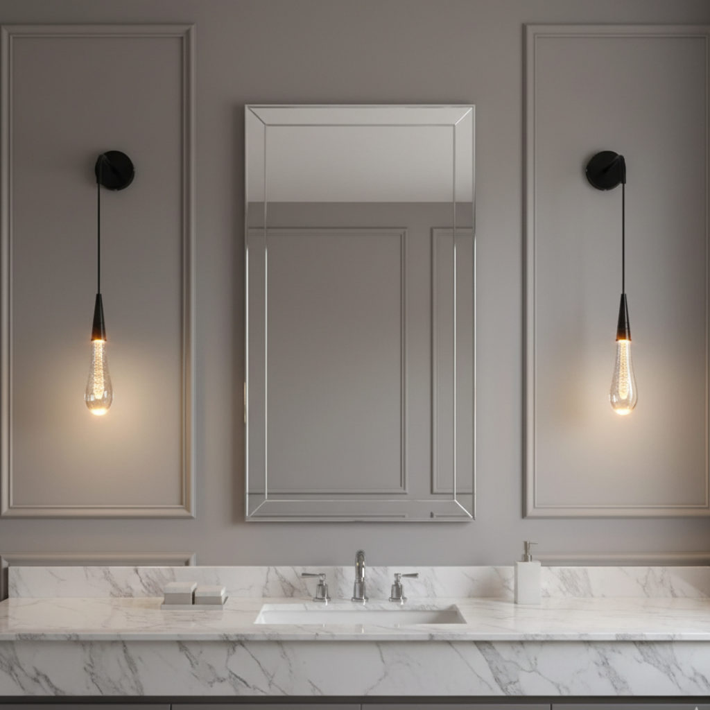 Aplique LED decorativo de cristal moderno. Iluminación para montaje en pared, blanco cálido.