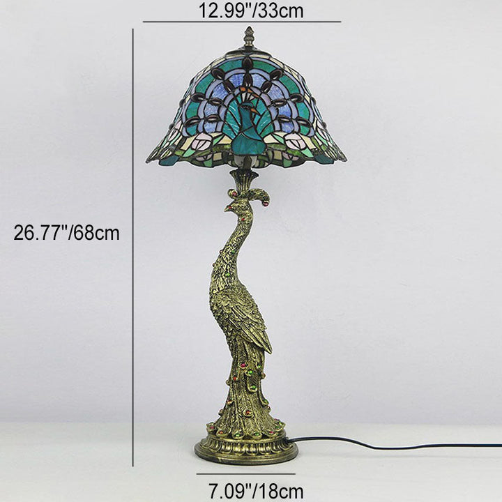 Lámpara de mesa Tiffany, diseño clásico con vidrio multicolor vibrante, acento perfecto para tu hogar.