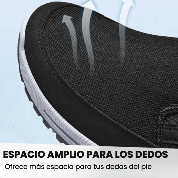 Zapatillas OrthoPro sin cordones para confort. Soporte plantar, bienestar diario y pies sensibles.