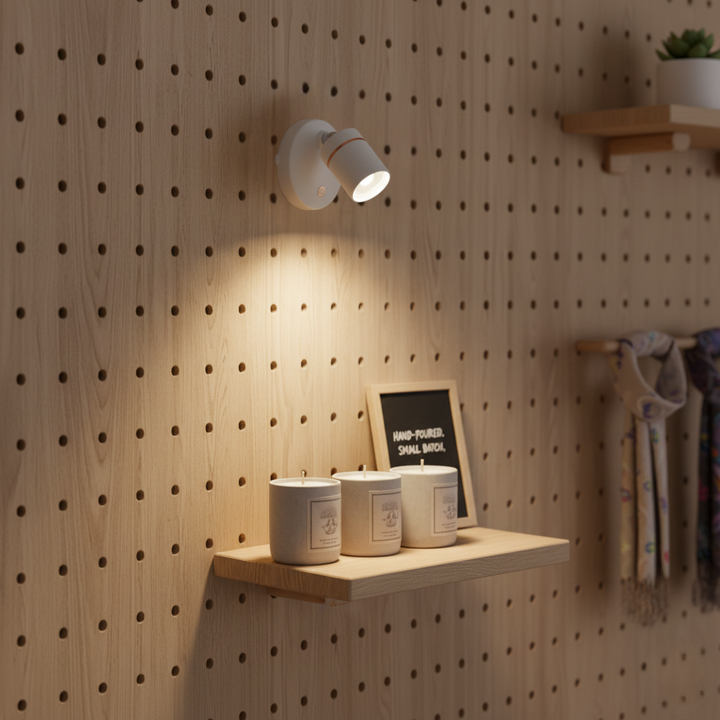 Foco inalámbrico ajustable, crea ambiente con luz LED recargable por USB en casa.