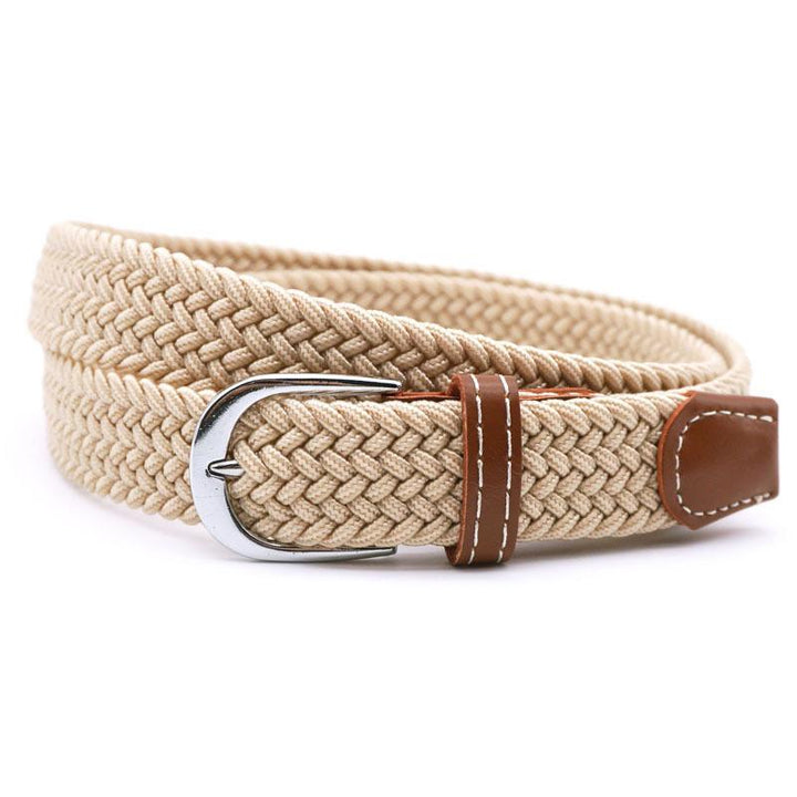 Cinturón elástico trenzado para hombre y mujer, ideal para un ajuste cómodo y sin restricciones.