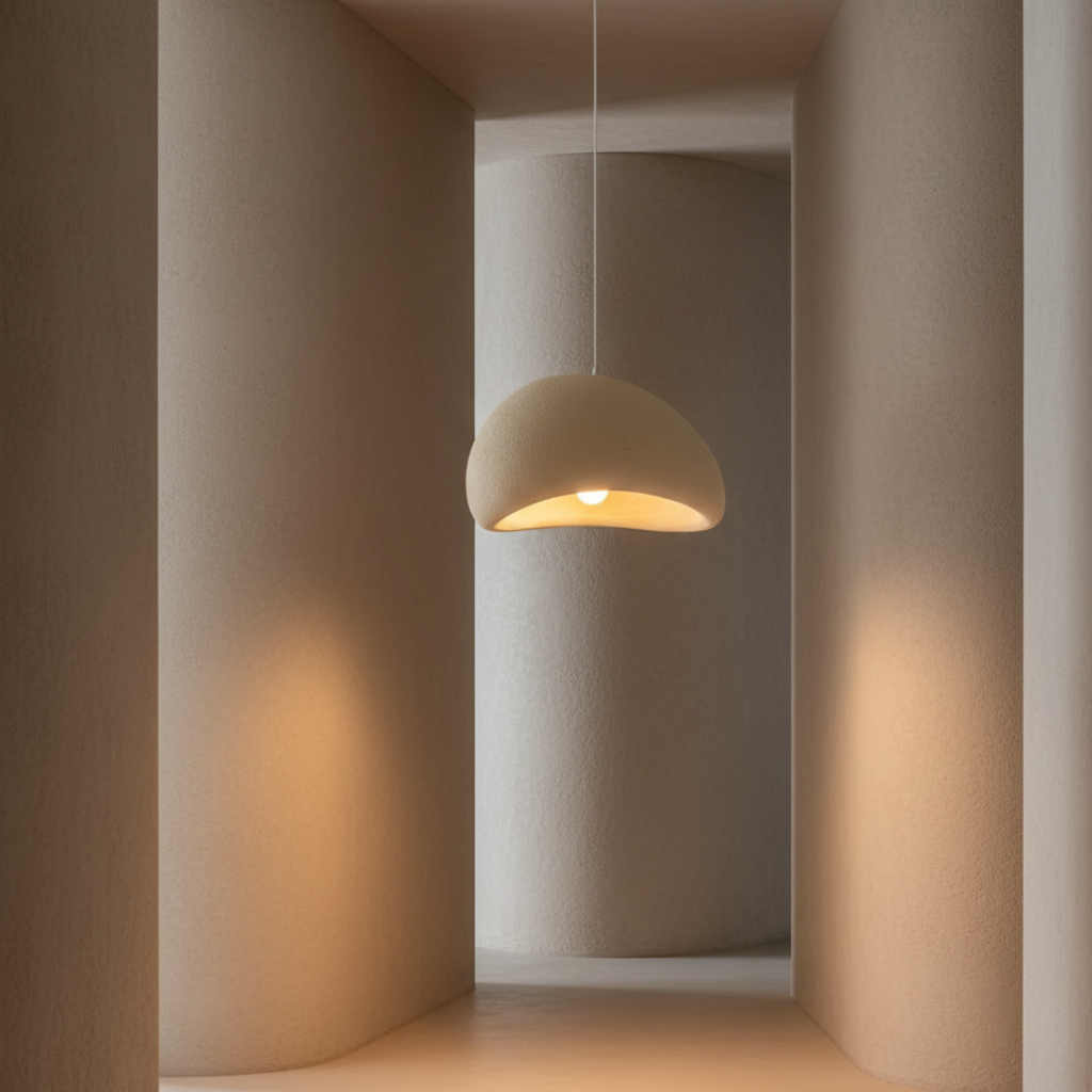 Diseño orgánico y luz cálida: la lámpara colgante Galet Air es la pieza central para tu hogar moderno.