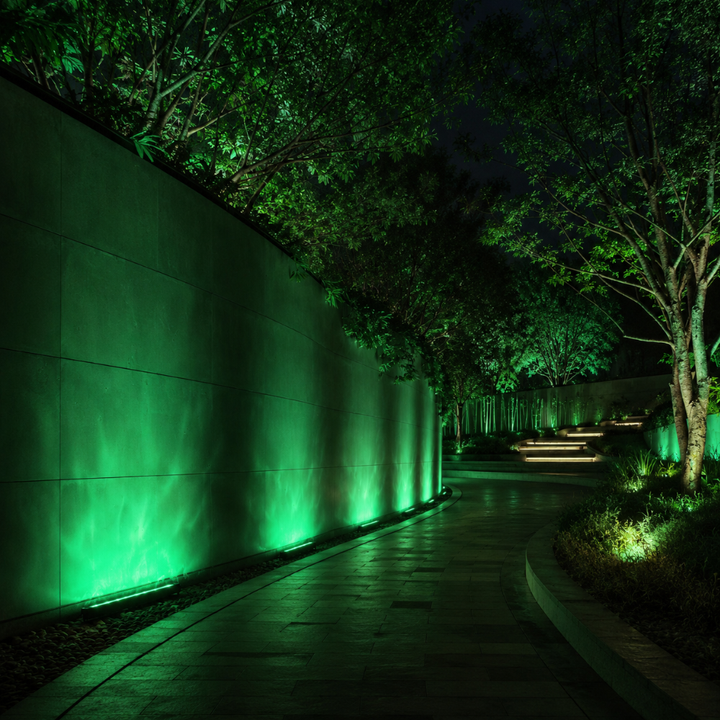 Decoración de jardín: iluminación LED RGB de pared con efecto ola. Impermeable IP65.