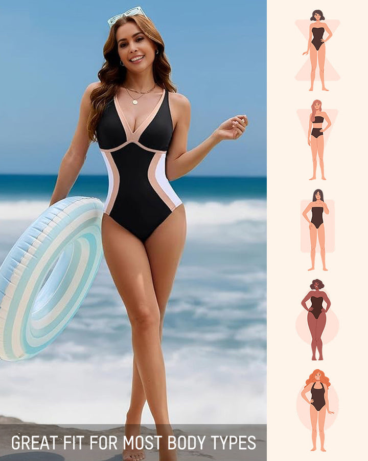 Traje de baño femenino con control de abdomen, estilo una pieza, para piscina.