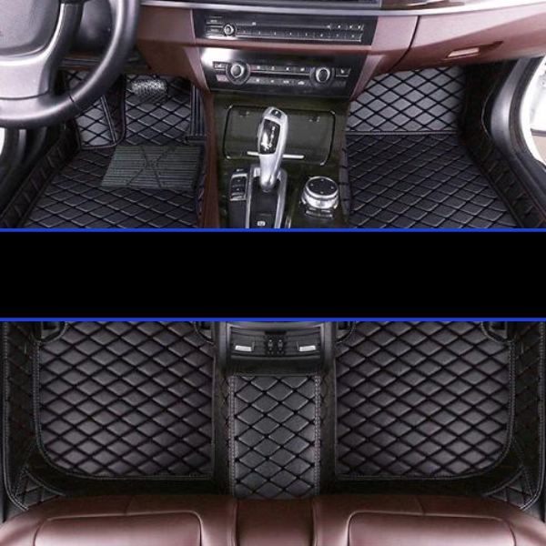 Alfombrillas premium para coche, juego completo de cuero sintético antideslizante para protección interior.