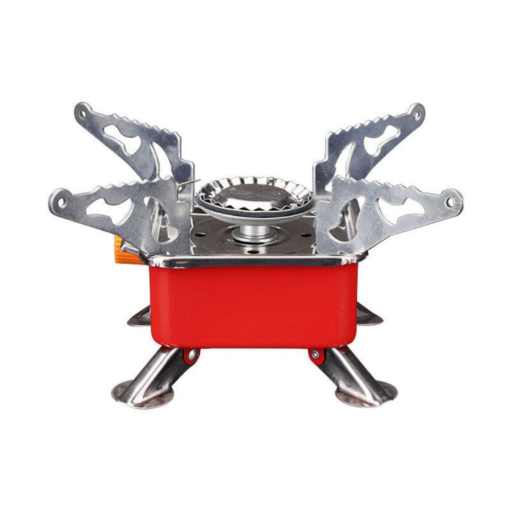 Estufa de gas portátil para camping, cocina exterior ligera y compacta.
