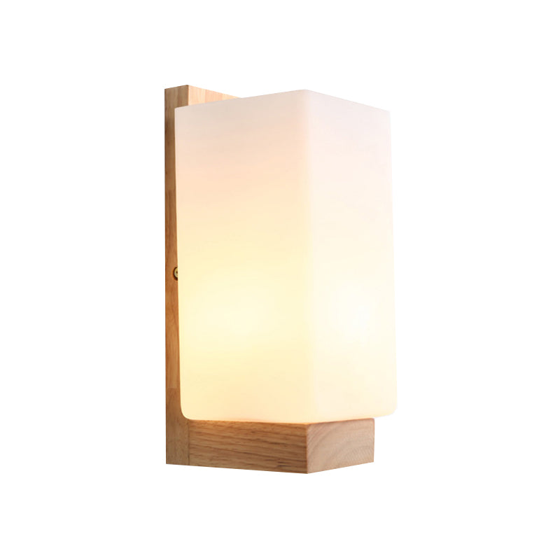 Iluminación de pared cuadrada en madera natural, diseño japonés moderno. Perfecta para oficina, hotel o decoración del hogar.