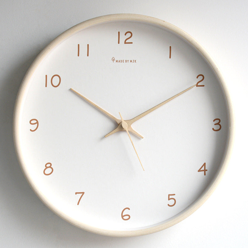 Reloj de pared analógico de madera silencioso, diseño moderno para decoración del hogar.