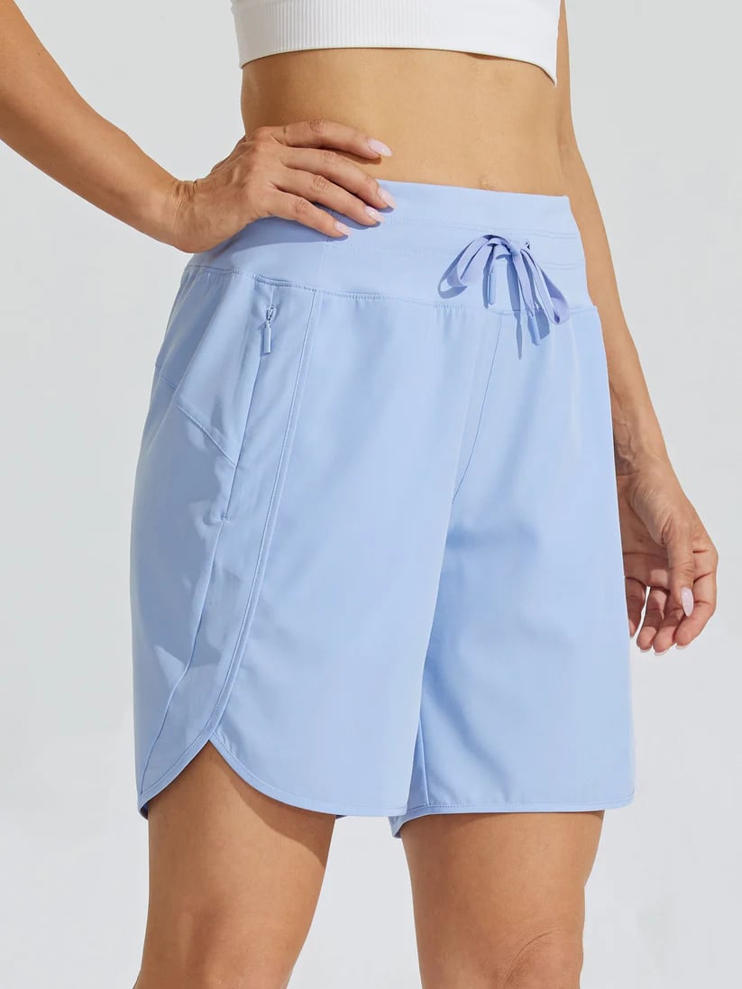 Short casual de algodón para mujer, cintura alta y bolsillos, perfecto para comodidad diaria.
