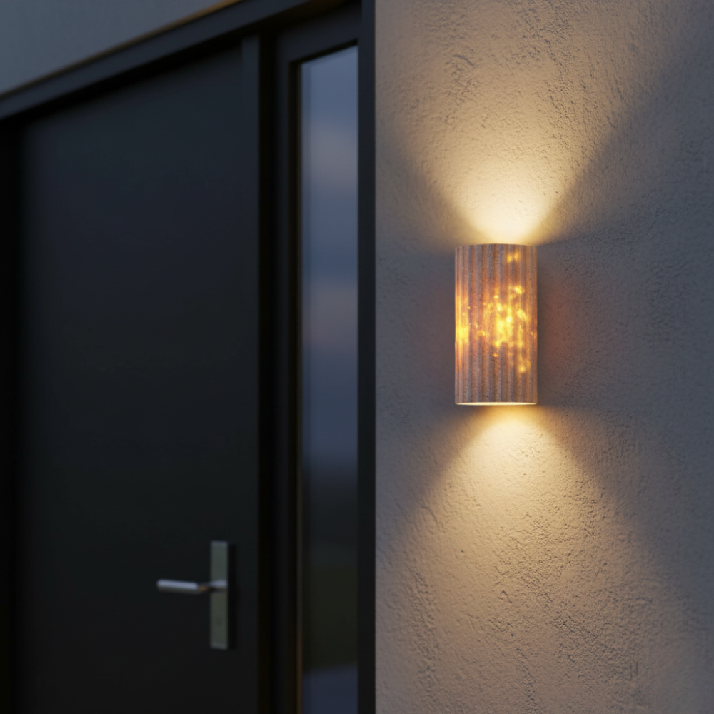 Aplique LED "up down" de pared exterior de travertino, iluminación decorativa para jardín y patio.
