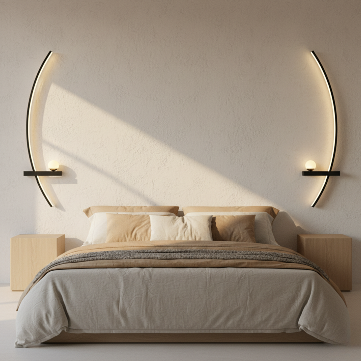 Luz de pared LED moderna, decoración del hogar, iluminación interior elegante.