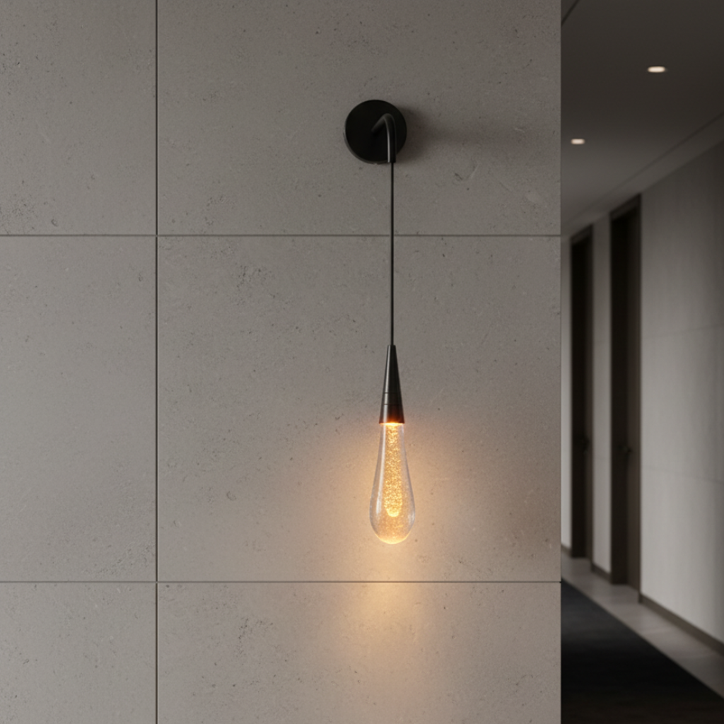 Iluminación de pared LED con cristal, luminaria moderna que realza la decoración del salón.