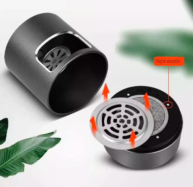 Cenicero sin humo para el coche, con purificador de aire HEPA y función de ion negativo, diseño compacto.