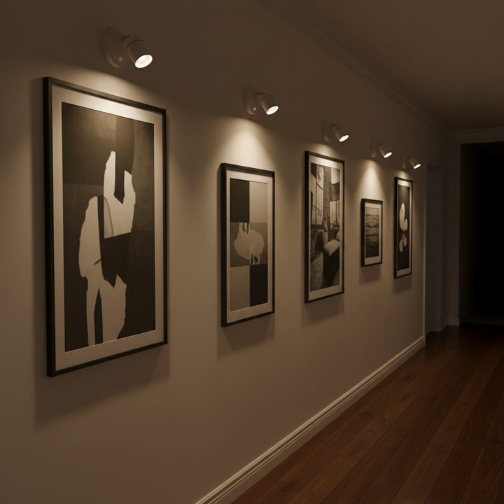Iluminación versátil con foco LED regulable, perfecto para cualquier espacio del hogar.