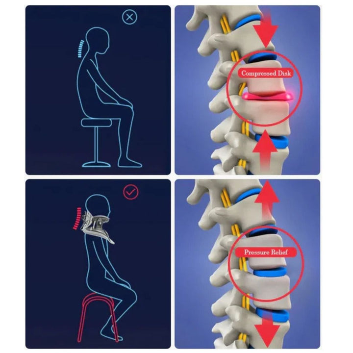 Soporte ergonómico de tracción cervical. Mejora postura, salud de la columna y descompresión.