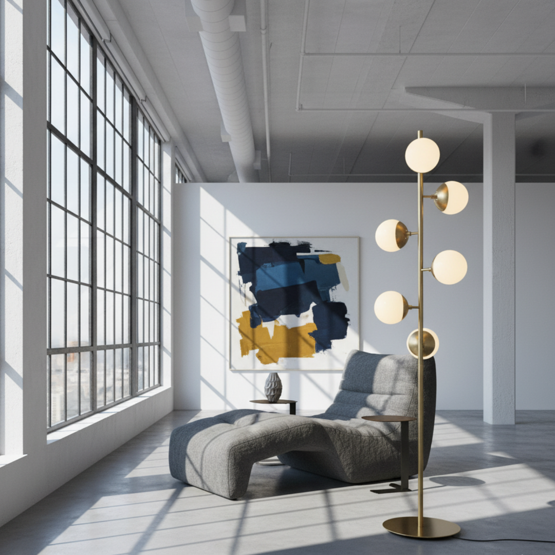 Lámpara dorada para dormitorio, luz ambiente acogedora, mejora la decoración de tu hogar.