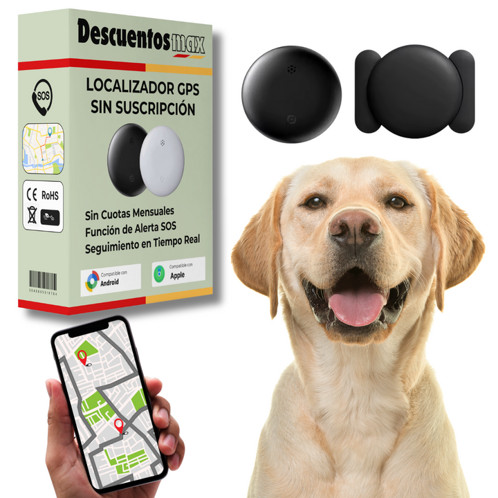 Localizador GPS para mascotas con seguimiento global sin cuotas. Seguridad y tranquilidad para perros y gatos.