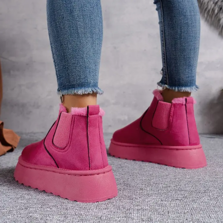 Botas de invierno cómodas y duraderas para mujer, con punta redonda y forro térmico.