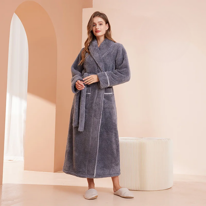 Bata de franela para hombre y mujer, suave y confortable para las noches de invierno.