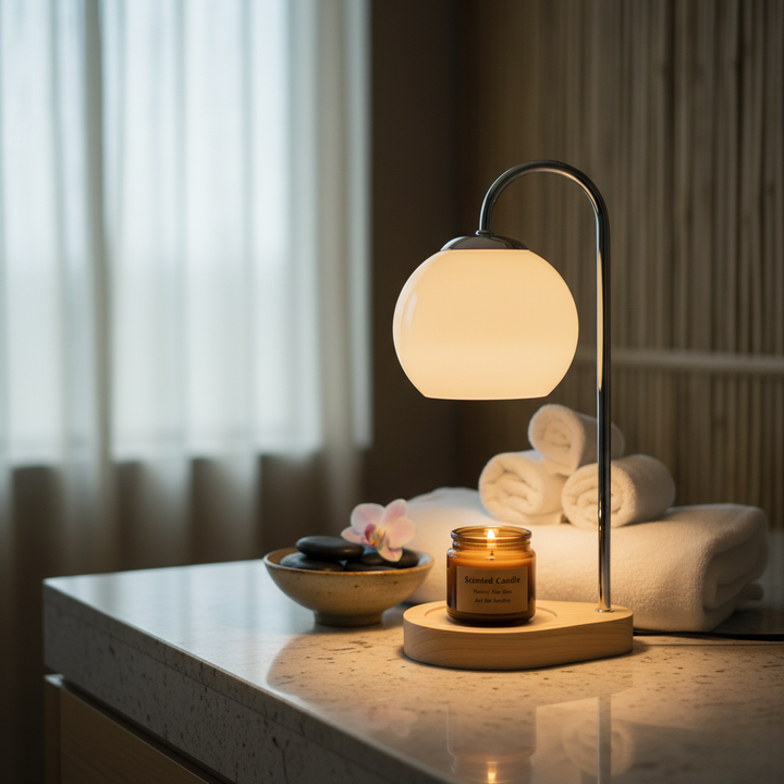 Lámpara nórdica calentadora de velas, crea un ambiente acogedor con fragancia. Incluye regulador de luz.