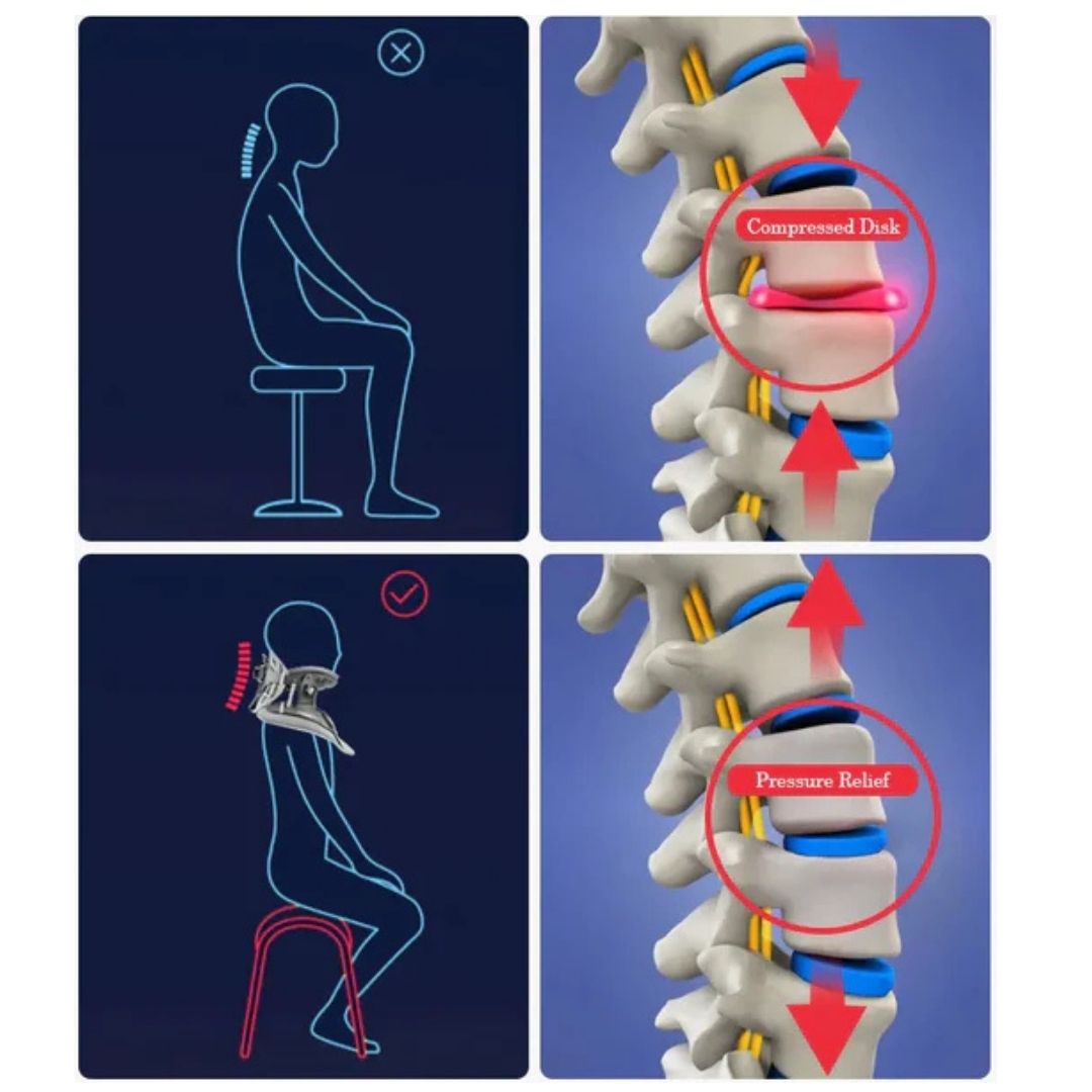 Estirador de cuello ortopédico para alivio cervical. Soporta y corrige la postura del cuello.