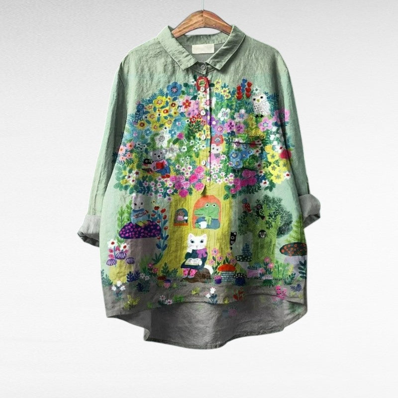 Blusa vintage elegante para mujer, estilo atemporal, corte fluido, fresca y cómoda, ideal para primavera/verano, tallas grandes.