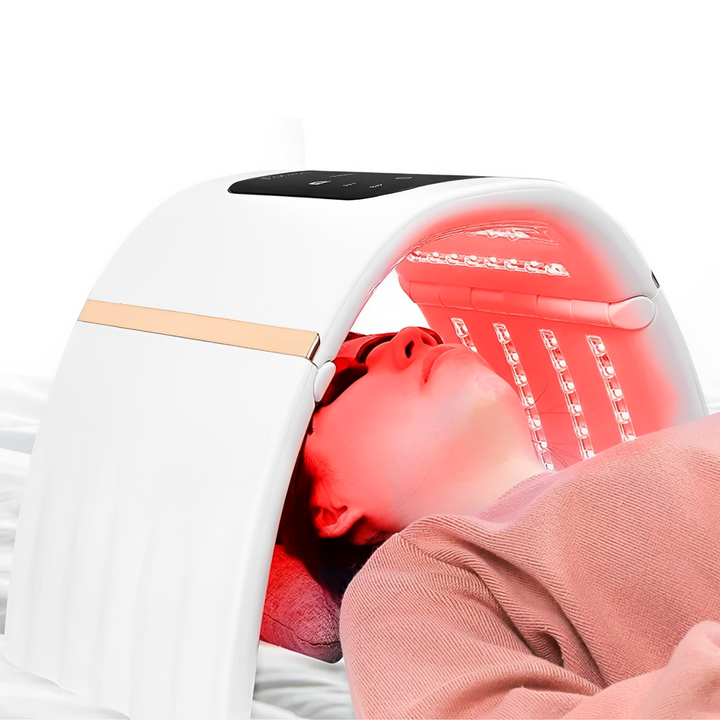 Dispositivo de fototerapia LED 7 colores para uso en casa, cuidado facial completo y piel joven.